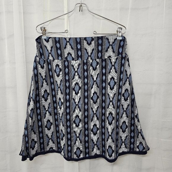Unbranded Dresses & Skirts - Blue Aztec A-line Jersey Skirt Reversible Southwestern Boho 34" Waist